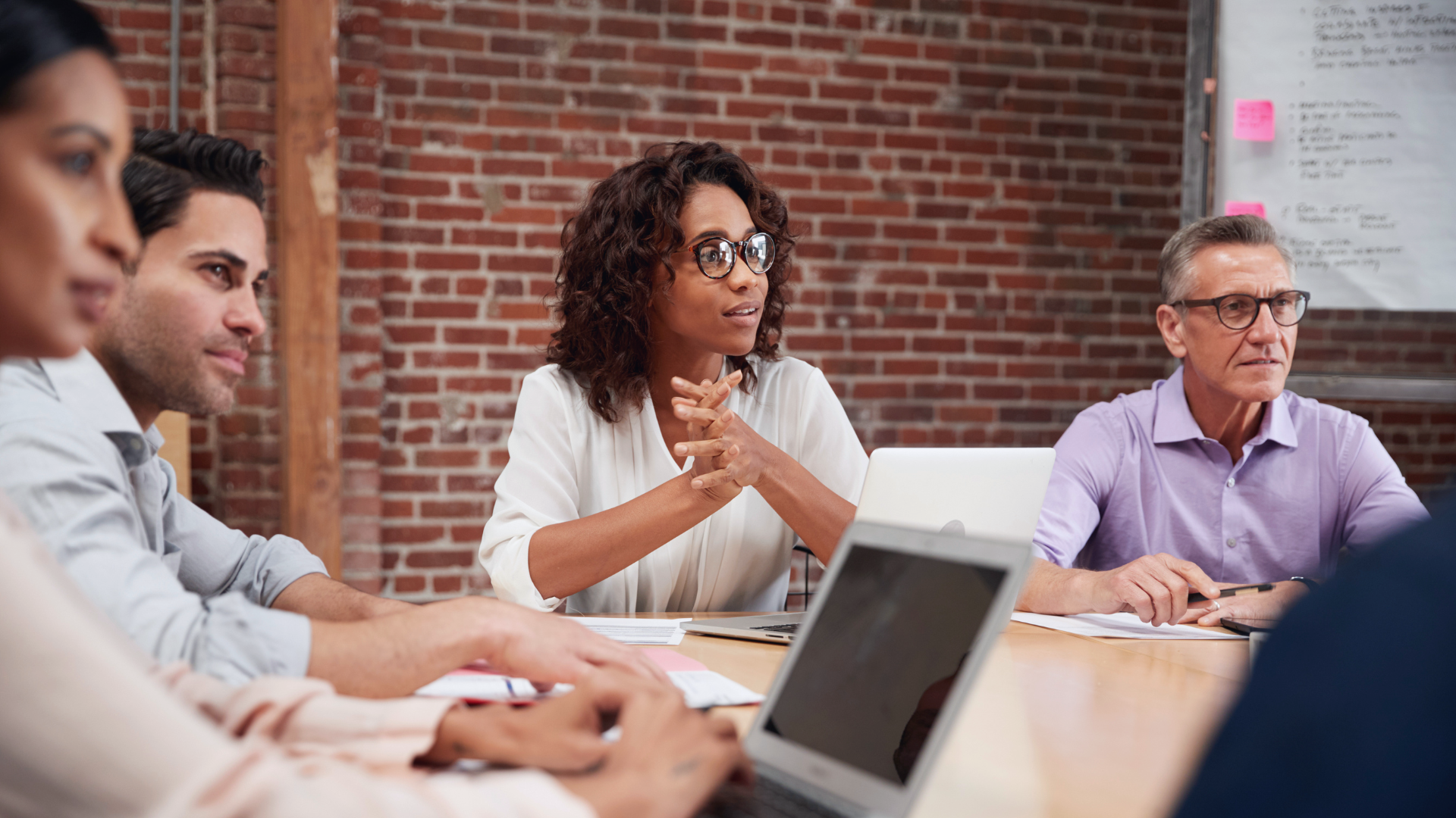 A business meeting in an office
