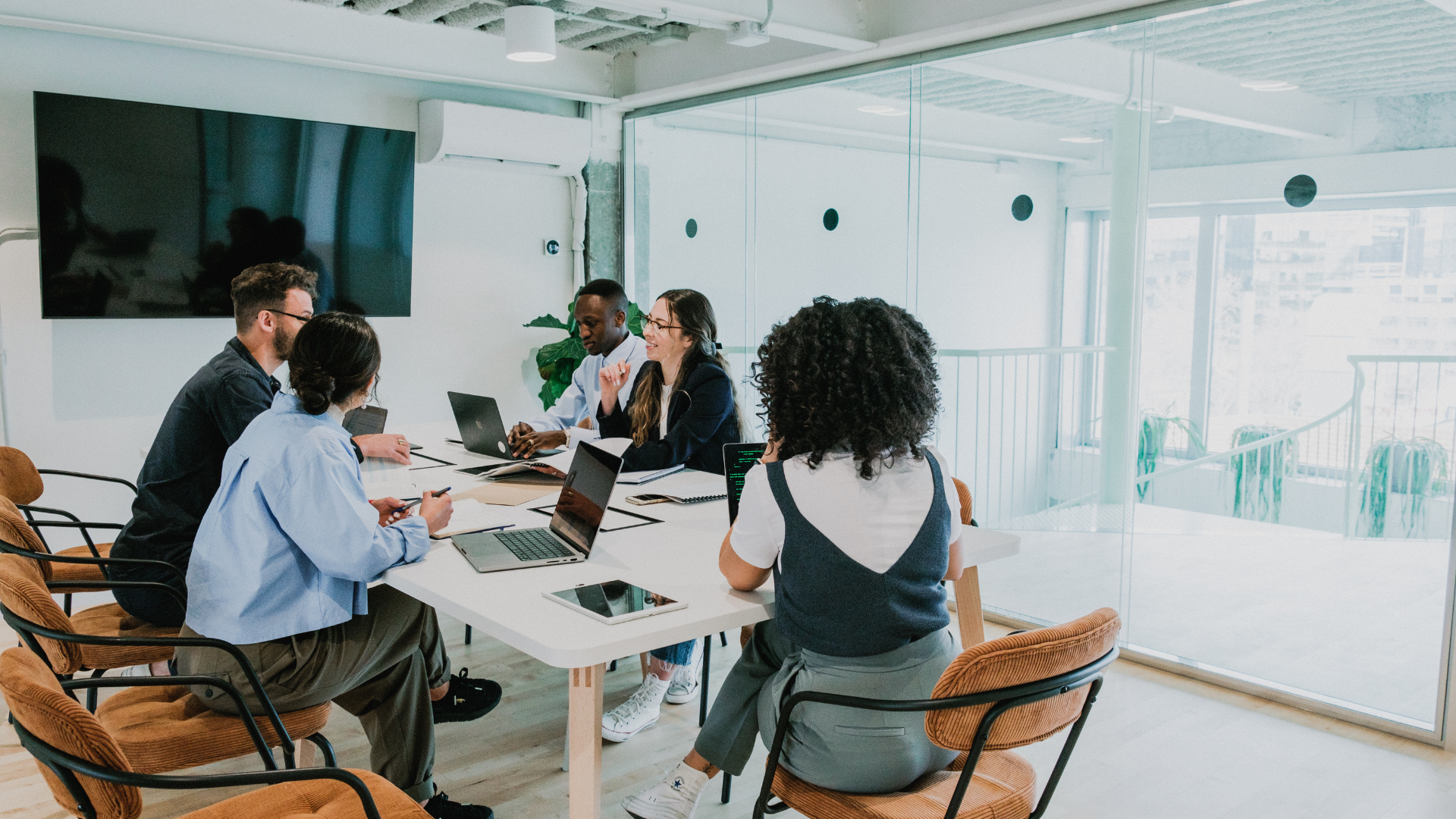 A business meeting around a table