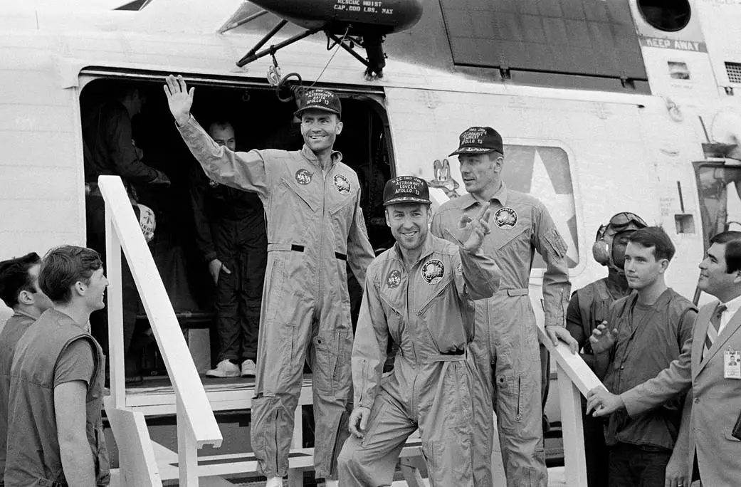 The Apollo 13 astronauts safely back on Earth
