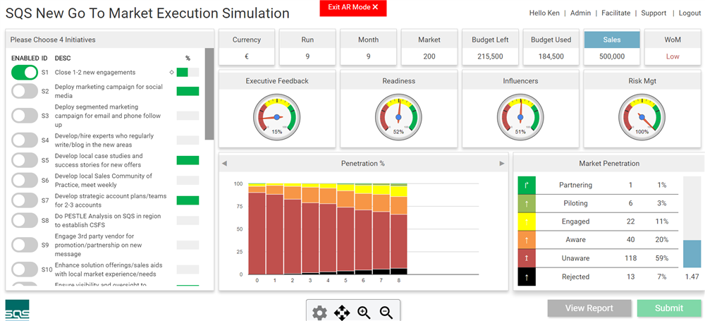Picture showing the custom sim interface