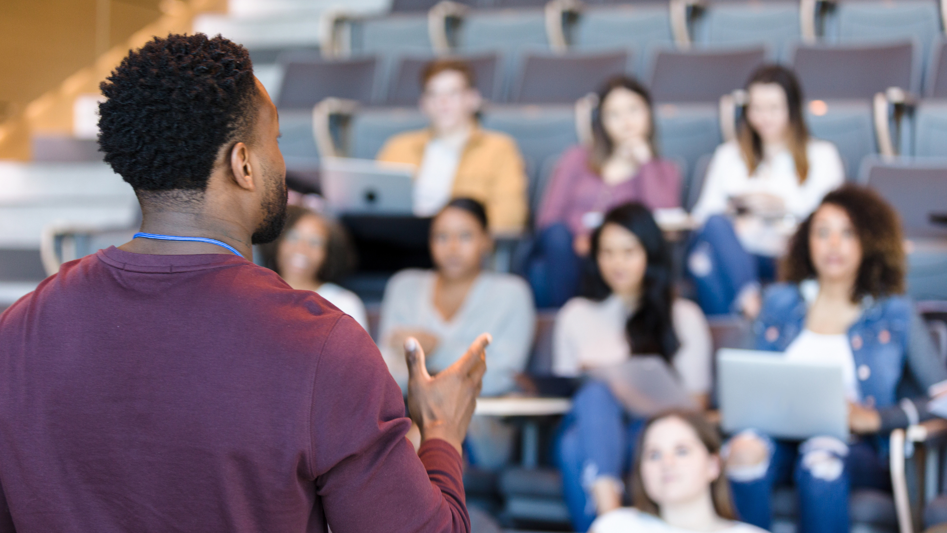 Lecturer in front of class