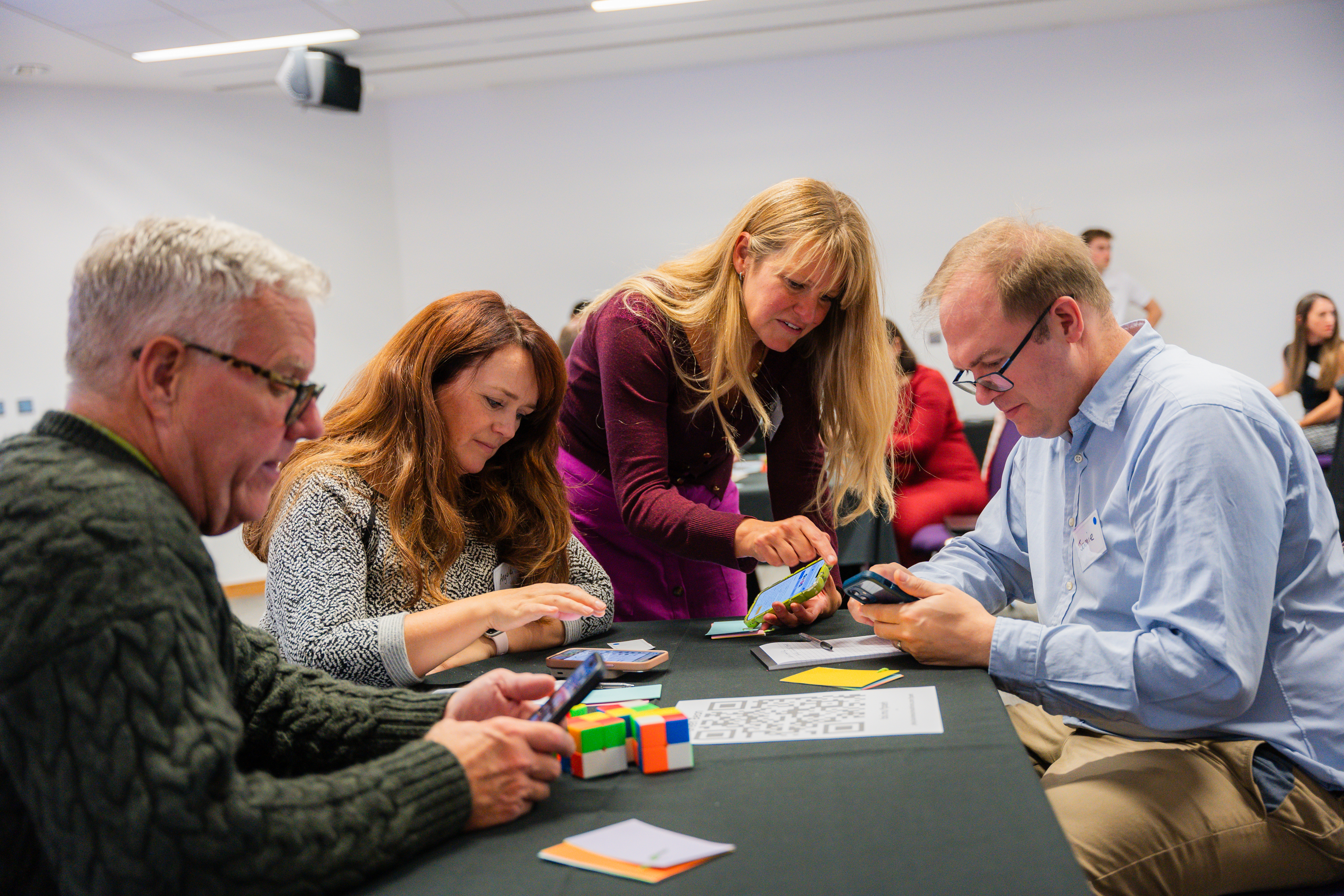 Participants entering decisions on a business simulation
