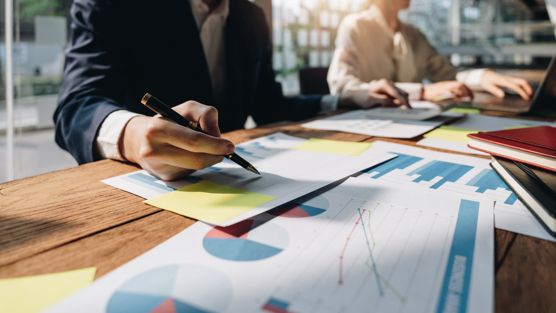 A business person reviewing charts