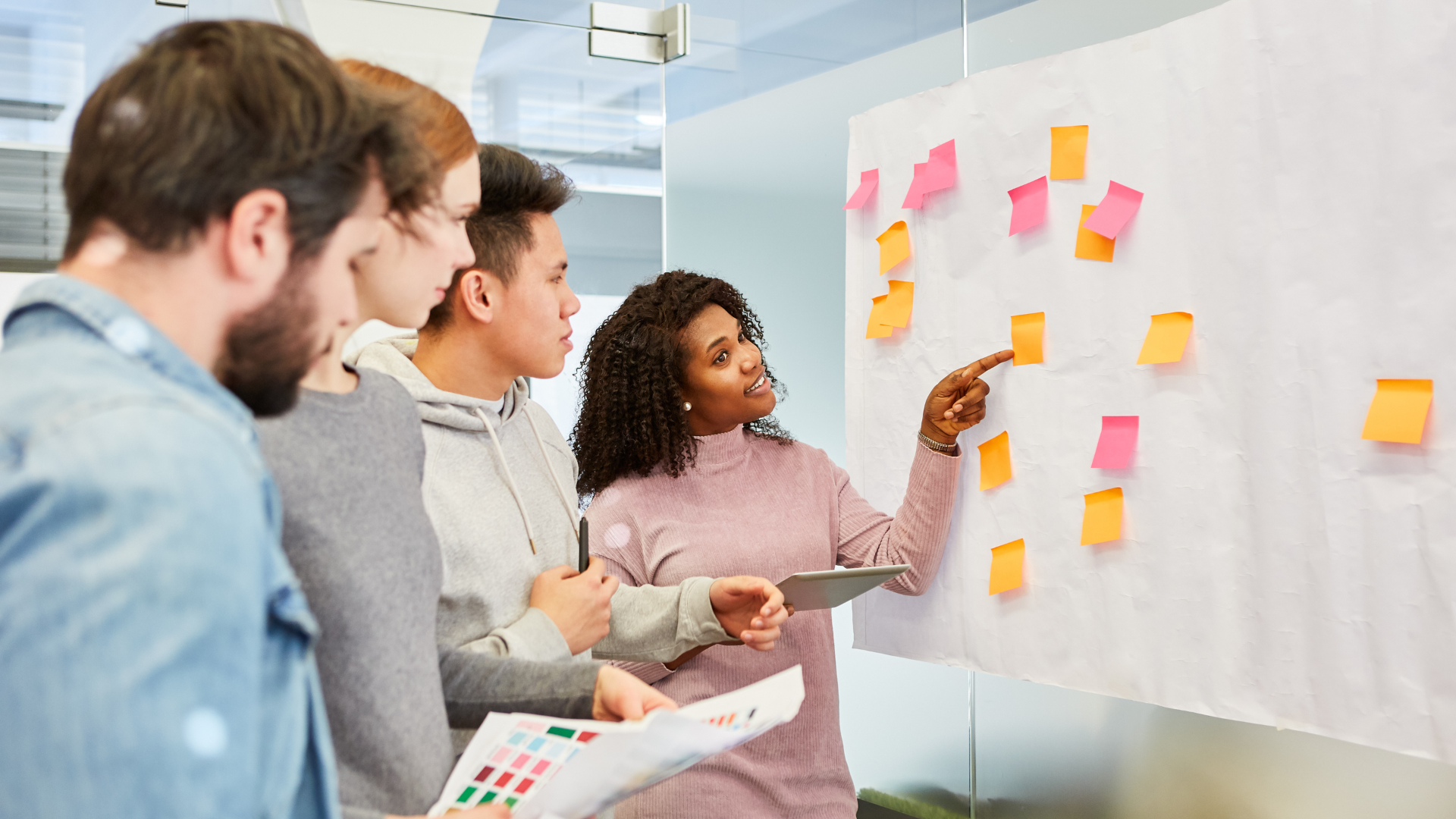 Group looking at a whiteboard